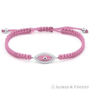 Evil Eye Macrame Bracelet in .925 Sterling Silver